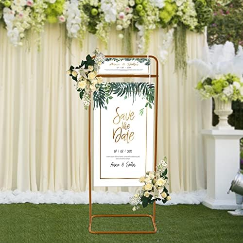 Ringmaster Wedding Sign Stand Holder 4.9FT Tall Welcome Sign Frame,Gold Easel Stand for Wedding Sign Poster,Metal Frame Display Stand Geometric Backdrop Rack for Birthday Party,Engagement,Reception - Image 3