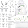 Hicarer 30 Set Baptism Favors Set Includes Angel Keychains Mini Rosary Cross Beads Favors Baptism Organza Bags with Cross Psalm Cards for Baby Shower Christian Party Supplies(White) by Hicarer