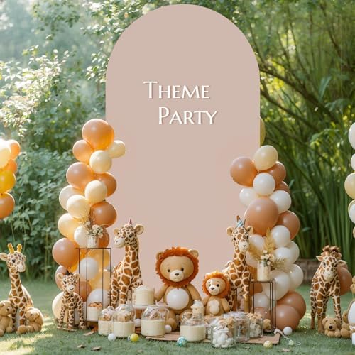 6.6FT Nude Arch Backdrop Cover - Polyester Fitted Wedding Arch Stand Covers Round Top Chiara Arch Backdrop Cover for Birthday Party Banquet Photo Background Decoration - Image 3