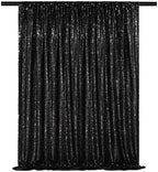 6x8FT Black Curtains Backdrop for Parties, Glitter Sequin Wedding Backdrop by QueenDream