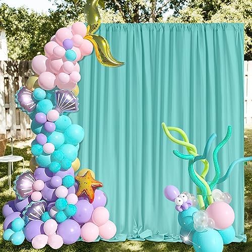 Turquoise Backdrop Curtains 20ftx8ft Mermaid Polyester Photo Drapes - Image 5