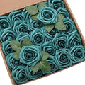 D-Seven Artificial Flower, Teal Roses with Stem, 50pcs by D-Seven