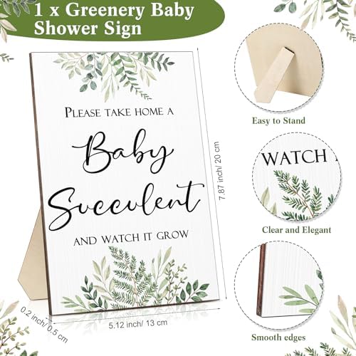 Fulmoon 151 Pcs Baby Shower Favors for Guests Include 1 Greenery Sign 50 Watch Baby Grow Succulent Tags 50 Small Metal Bucket with 50 Succulent Stickers for Guests - Image 2