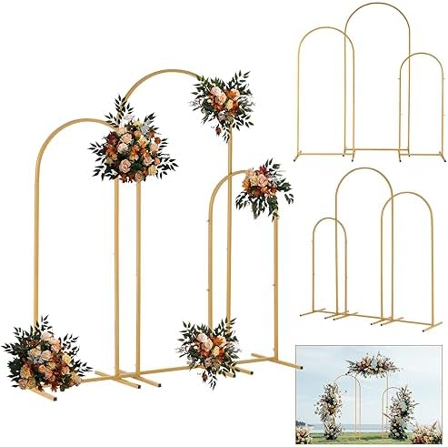 Outvita Wedding Arch Set of 3, Metal Backdrop Stand Wedding Ballon Arch Frame Decoration Support Stand for Ceremony Indoor Outdoor Party Event Baby Shower by Outvita