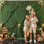 8 Panels Valley Green Backdrop Curtain for Parties Wrinkle Free Dark Green Photo Curtains Backdrop Drapes Fabric Decoration for Weding Baby Shower Birthday Party Photography 40ft(W) x 10ft(H) - Image 3