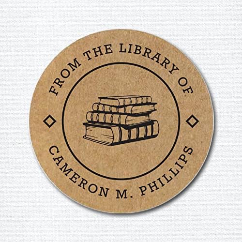 Personalized Book Labels, From the Library of Stickers, Set of 90, 1.5 inch Round, Kraft, Modern, Brown, Letter Print, Book, Children and Book Lovers - Image 2