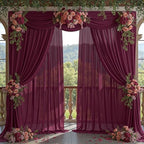 30ft x 10ft Burgundy Backdrop Curtains, Wrinkle-Free Sheer Chiffon Fabric Photo Backdrop Drapes for Wedding Arch Party Ceremony Stage Photography Decorations - Image 6