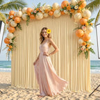 10x12ft Champagne Backdrop Curtain Panels for Parties - Wrinkle Free Polyester Photo Curtain Backdrop Wedding Back Drop Fabric Drapes for Party Decorations Background for Photography - Image 4