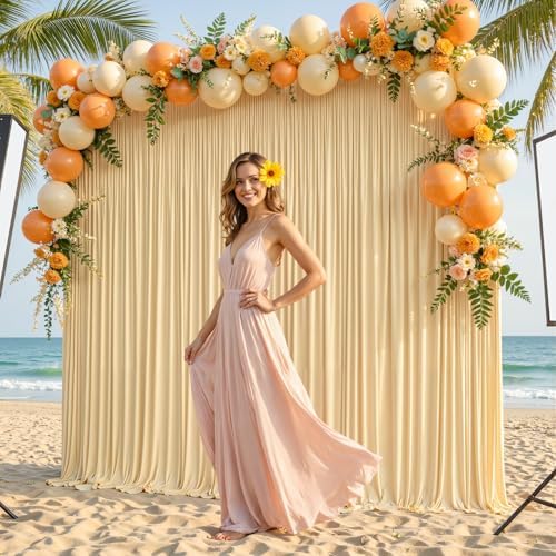 10x12ft Champagne Backdrop Curtain Panels for Parties - Wrinkle Free Polyester Photo Curtain Backdrop Wedding Back Drop Fabric Drapes for Party Decorations Background for Photography - Image 4