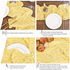 12 Pack Yellow Table Runner 10Ft Cheesecloth Table Runner Rustic Gauze Table Runners Romantic Long Sheer Fabric Cheese Cloth Table Runners for Wedding Party Bridal Baby Shower - Image 3