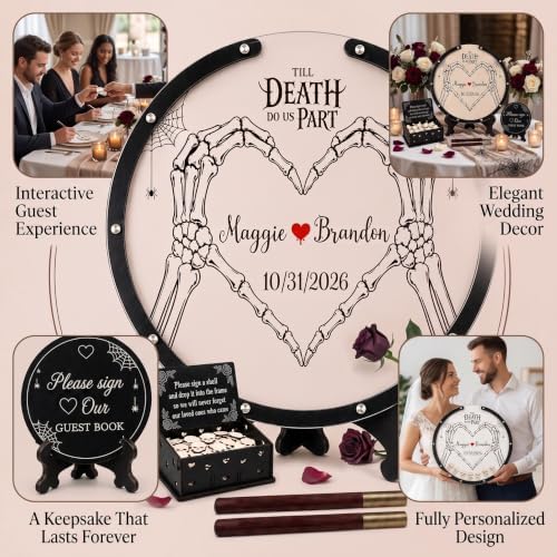 Personalized Wedding Guest Book Alternative, Gothic Skeleton Design - Image 5