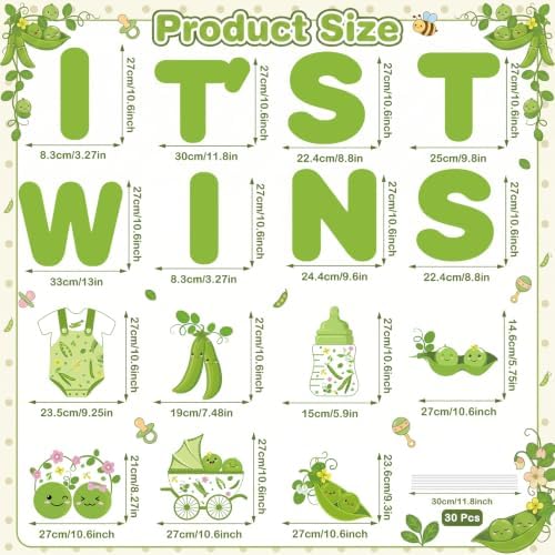 15Pcs Two Peas in a Pod It's Twins Yard Signs with Stakes, Sweet Pea Baby Shower Lawn Decorations, Green Welcome Home Twin Baby Boy Girl Outdoor Sign for Gender Reveal Party Supplies Photo Props - Image 2