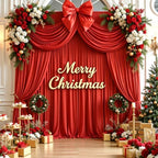 10x10ft Wrinkle Free Red Backdrop Curtain for Parties, Soft Red Christmas Photo Backdrop Curtains, Polyester Photo Backdrop Drapes for Birthday Party Baby Shower Photography Background - Image 2