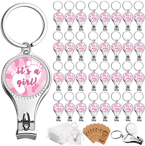 Bokon 150 Pcs Footprint Nail Clipper Opener Baby Shower Gifts, Girl, Pink by Bokon