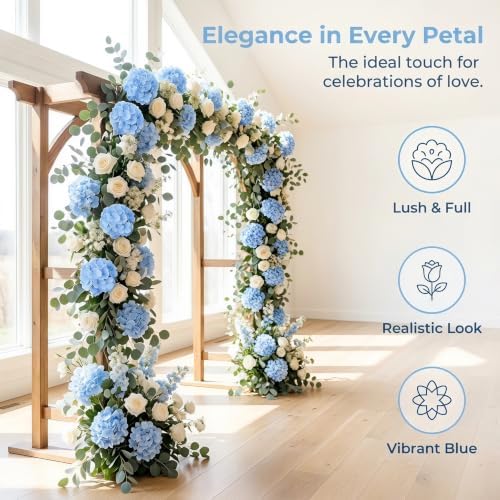 AVIVIHO 65pcs Blue Hydrangea Artificial Flowers Bulk Fake Flowers - Image 4