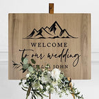 Andaz Press Large Wooden Welcome Sign for Wedding, Rustic Welcome Sign 16" x 20" Custom Names Mountain Woodland Wedding Signage English Oak MDF Wood Finish Wedding Reception Indoor Outdoor Signs - Image 3