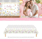 Baby in Bloom Baby Shower Decorations, Baby Shower Decorations for Girl, Flower Themed Backdrop Balloon Box Tablecloth Cake Topper Sash for Floral Baby Shower Decorations for Girl Pink Green - Image 4