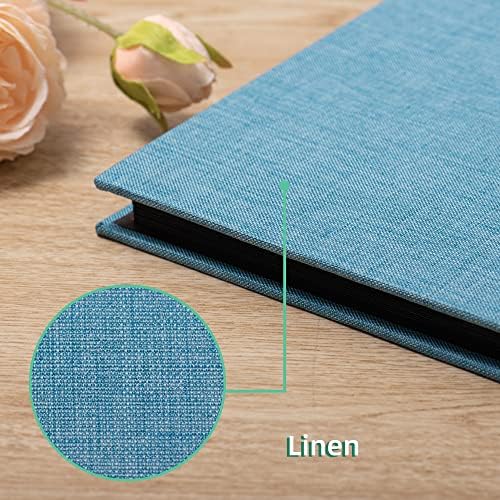 Large Photo Album Self Adhesive for 4x6 8x10 Magnetic Scrapbook Album DIY 60 Black Sticky Pages Linen Cover Photo Album(Sky Blue) - Image 4