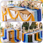 12 Pcs Amalfi Coast Party Decoration Blue Yellow Table Runner - Image 3