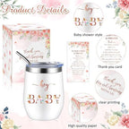 Hoolerry 6 Set Baby Shower Cups, 12oz Stainless Steel Tumbler, Floral - Image 3