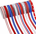 11 Rolls 5 Yards Ribbons 3/8 inch Wide Patriotic Ribbon Red White Blue Grosgrain Ribbon by AYGCI