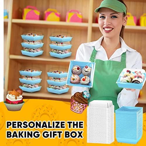 Sabary 100 Pack Charcuterie Boxes with Clear Lids 5 Inch Cookie Box, Blue - Image 4
