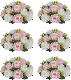 NUPTIO Flower Ball Centerpieces for Tables: Pink & White Artificial Rose by Nuptio