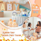 MTLEE 48 Sets Baby Shower Favors Include 48 Succulent Pumpkin Shaped Candles Fall Mini Plants Tea Lights Candles with 48 Invitations Cards and 48 Organza Bags for Baby Gender Reveal Guests(Pumpkin) - Image 6