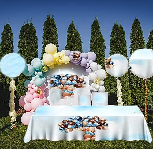 Baby Shower Table Cover Decorations Teddy Bear Tablecloth Table Cover Polyester Rectangle Table Decors for Baby Boy Girl Gender Reveal Party Supplies, 102x62 Inches ZB-1063 - Image 6