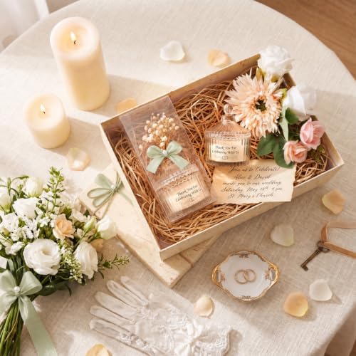 MTLEE 16 Sets Wedding Candle Favors with Lids Dried Flowers,Green - Image 5