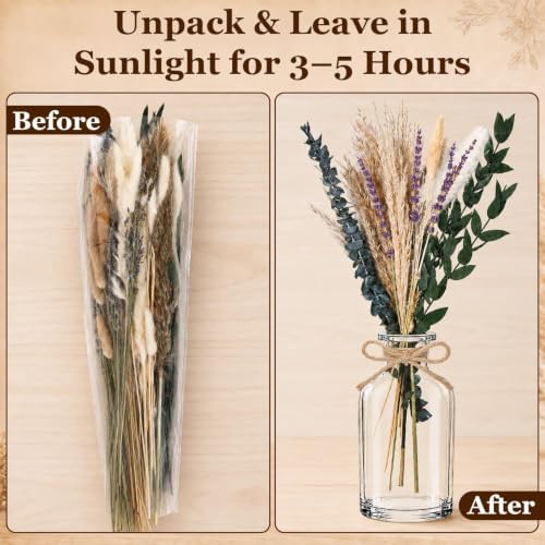 10 Set Dried Pampas Grass Table Centerpiece & Glass Vase for Wedding - Image 6