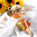 Funnymoom 30 Set 2.5oz Plastic Mini Honey Jars with Wooden Dipper and Muslin Cloth Covers Honey Jars with Gold Lids Hang Tags Decorative Jute Rope for Wedding Birthday Party (Bee) - Image 3