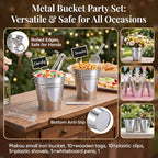 10 Pcs Galvanized Metal Buckets with Handle Include 5" Mini Candy Tin Bucket Plastic Scoops Serving Tongs Chalkboard Picks Markers Candy Bar Containers Birthday Party Wedding Buffet Supplies - Image 3
