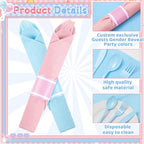 Lasnten 50 Sets Pre-rolled Gender Reveal Cutlery Set with Napkin - Image 4