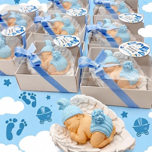 Baby Shower Favor, Set of Stone Angel with Wing Baby Favor Magnet, Baptism Return giveaways Pink White Blue Girl Boy Favor Magnets, Gender Reveal, Communion Gifts (White Wing Pink Baby, Set of 40) - Image 3