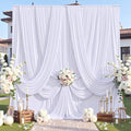 10ft×12ft Wrinkle Free White Backdrop Curtain for Wedding Parties,2 Panels 5×12ft Long Silky Polyester Fabric Backdrop Drapes Photo Back Drop Drapery for Birthday Baby Shower Photography Background by ENJOYYOURPARTY