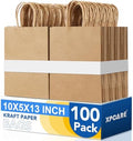 XPCARE Large Brown Paper Bags, 100 Pcs 10x5x13 Paper Gift Bags with Handles by XPCARE