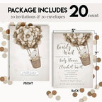 Amanda Creation Teddy Bear Baby Shower Invitations, 20 Personalized 5x7 Custom Baby Shower Invitations with Envelopes, Tan Bear Balloon Design - Image 4