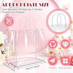 LEIFIDE 50 Pcs Plastic Clear Gift Bags with Handles,11.8 X 13.8 X 4.7 Inch - Image 2