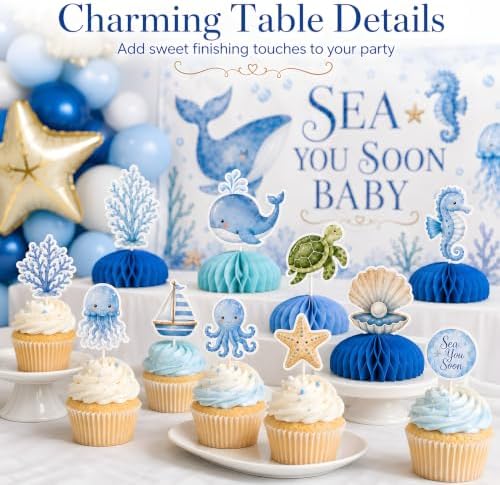 Sea You Soon Baby Shower Decorations Kit, Ocean Theme Party Set for Boys - Image 2