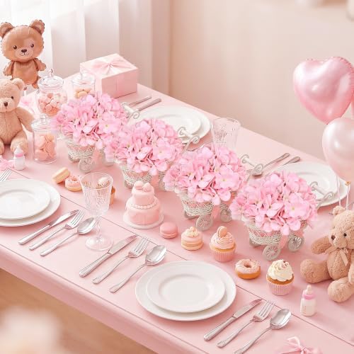 4 Pack Light Pink Baby Shower Centerpieces Flower Arrangements - Image 4