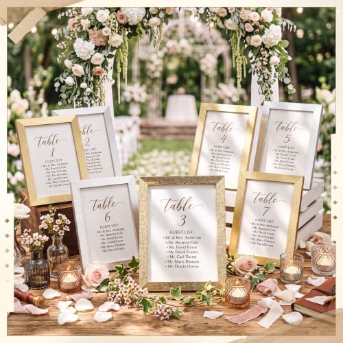 Mifoci 15 Pcs Wedding Frame for Seating Chart Board Display, Gold Silver Welcome Please Find Your Seat Sign, 6 & 7 Inch Frame Table Seating Chart Display for Baby Shower Wedding Reception Decorations - Image 4