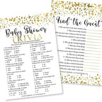 Hadley Designs 25 Gold Word Scramble, 25 True Or False Game, 25 Trivia Game, 25 Find The Guest-4 Double Sided Cards Baby Shower Ideas, Gender Reveal Games Baby Shower Games - Image 4