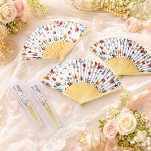 Vercraft 25 Sets Wildflower Hand Folding Fans, Wedding Favors for Guests by Vercraft