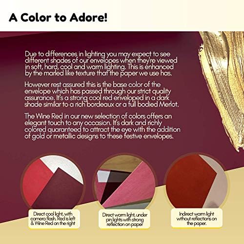 110 5x7 Burgundy Invitation Envelopes - for 5x7 Cards - A7 - (5 ¼ x 7 ¼ inches) - Perfect for Weddings, Graduation, Baby Shower - 120 GSM - Peel, Press & Self Seal - Square Flap (Pack of 2) - Image 6