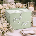 BreezeHug 14" Sage Green Acrylic Wedding Card Box with Lock & 3D Letters by Unknown