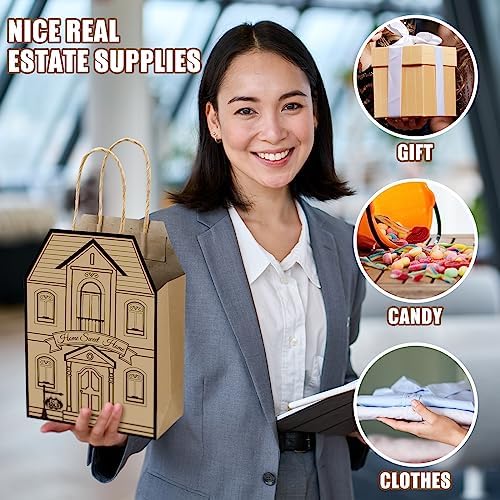 Colarr 50 Pcs House Shaped Gift Bag Real Estate Agent Supplies, Brown - Image 6