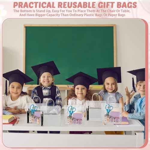 LEIFIDE 50 Pcs Plastic Clear Gift Bags with Handles,11 X 11 X 3.9 Inch - Image 5
