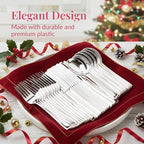 Prestee 600 Piece Plastic Silverware Set - 200 Silver Plastic Forks, Spoons and Knives - Heavy-Duty Utensils - Reusable and Disposable Cutlery Set for Weddings, Thanksgiving, and Christmas Parties - Image 4