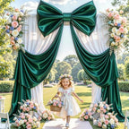 Big Hunter Green Bow Backdrop Party Decorations Green Bow Decor 48x24x120 Inches Giant Bow Birthday Party Backdrop for Wedding Baby Shower Bridal Shower Photography Coquette Room Decor - Image 2